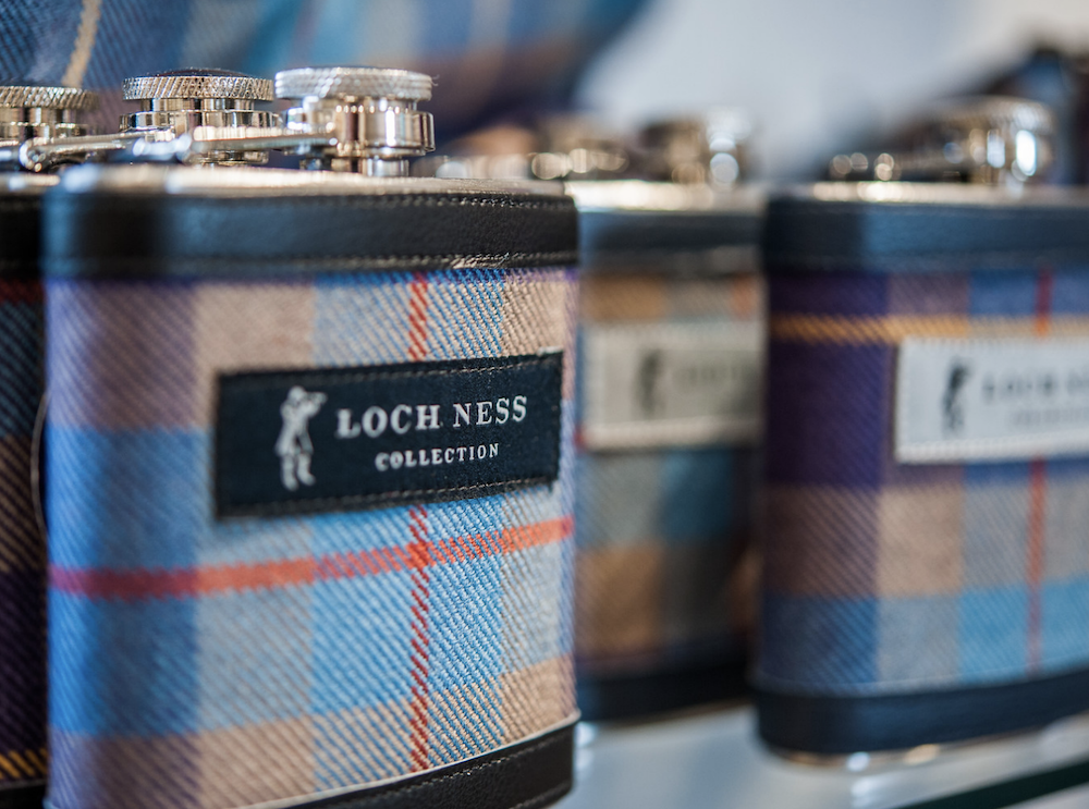 Whisky flasks in the Loch Ness shop 
